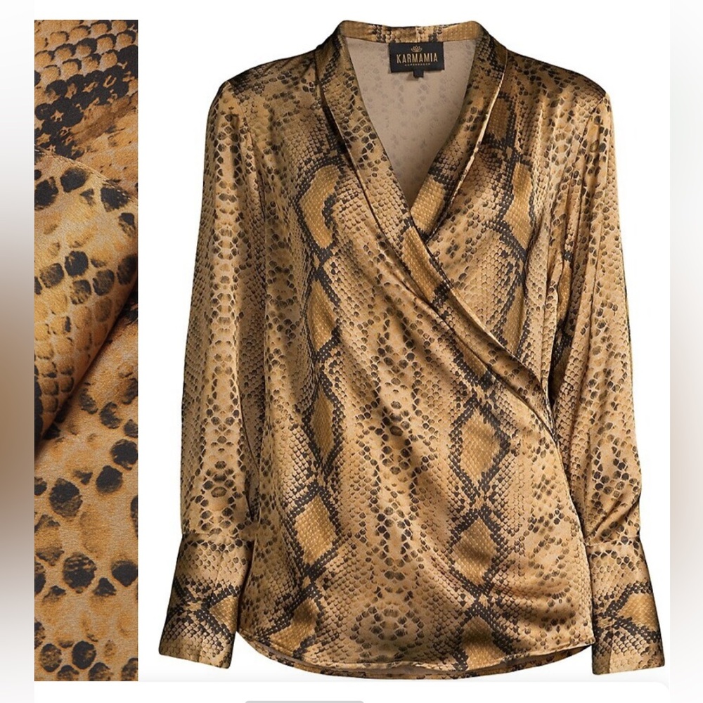 Saks -  Karmamia Women's Billie Snakeskin-Print Satin Blouse - - Size xs